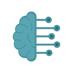 Sticker - Smart brain analysis icon flat isolated vector