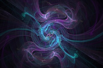 Poster - Exquisite Symmetric Digital Fractal with soothing lines and smooth flowing pastel colors