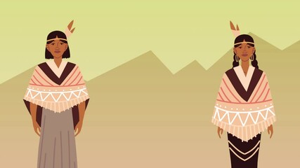 Poster - indigenus couple ethnicity characters animation