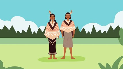 Sticker - indigenus couple ethnicity in the landscape