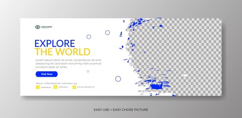 Wall Mural - Modern and simple editable Travel web banner template for ads and promotion
