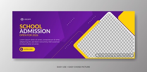 Wall Mural - Modern and simple school admissions web banner design template 