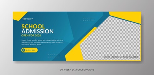 Wall Mural - Modern and simple school admissions web banner design template 