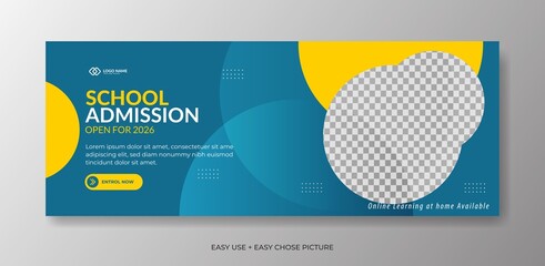 Wall Mural - Modern and simple school admissions web banner design template 