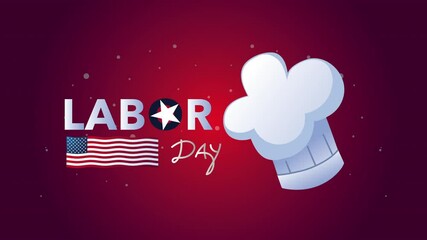 Poster - labor day lettering with chef hat