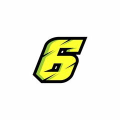 Wall Mural - Racing number 6 logo with a white background