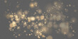 Bokeh light lights effect background. Christmas background of shining dust Christmas glowing bokeh confetti and spark overlay texture for your design.	 Gold dust PNG.
