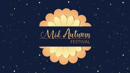 Poster - mid autumn festival lettering with mandala frame