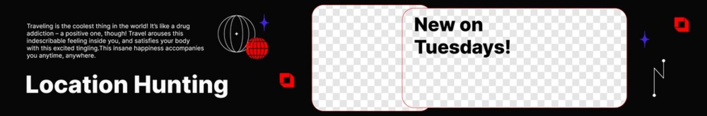 Poster - Black and Red Header For Filmmaker and Colorist Channel on Video Platform with a Spot to Put Content Under Background. Vector illustration
