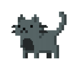 Sticker - Cute kitten domestic pet pixel art - isolated vector illustration