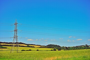 Electricity pillar with power lines