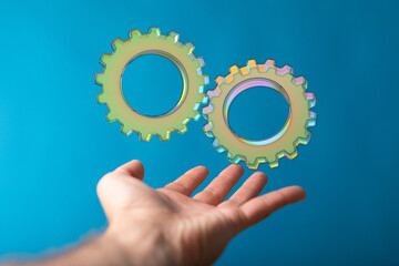 Aufkleber - Business, Internet and technology concept. Business select gear icon on virtual screen/