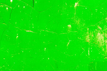 Poster - stone wall with green cracked plaster. background for design. grunge texture