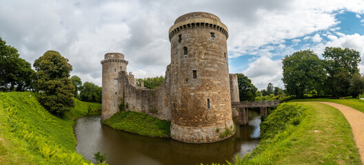 Wall Mural - Panoramic of the castle of the Hunaudaye is a medieval fortress, French Brittany. Historical Monument of France