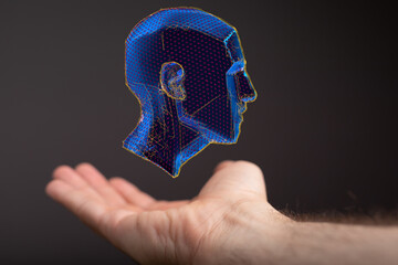 Poster - Human head and brain.Deep learning , Machine learning and artificial intelligence , AI Technology,
