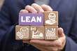 Concept of lean manufacturing. Six sigma, quality control and industrial process improving.