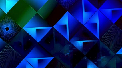 Poster - Abstract background with colorful mosaic with changing flat shapes, seamless loop. Motion. Moving surface with rows of squares.