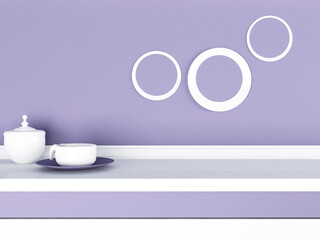 Wall Mural - a cup of tea on the table, 3d