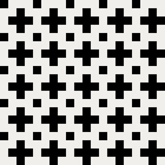 Poster - Black minimal crosses and squares. Vector.