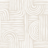 Fototapeta Boho - Contemporary seamless pattern with abstract line in nude colors.