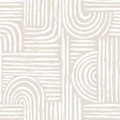 contemporary seamless pattern with abstract line in nude colors.