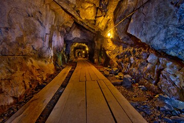 View of Kleva Gruva old mine shaft tunnel, Vetlanda, Sweden