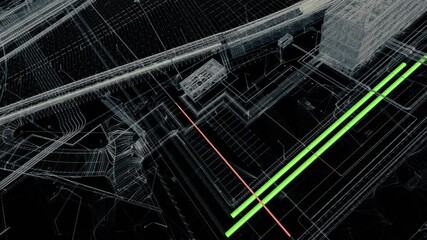 Wall Mural - demonstration of the clashes of utilites systems of bim models of infrastructure project