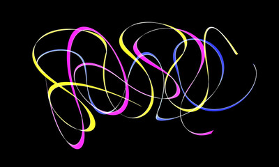 Poster - Intertwined colorful stripes on a black background