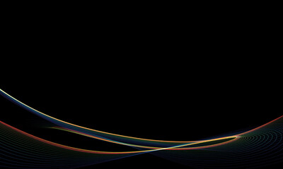 Poster - Intertwined colorful mesh lines on a black background