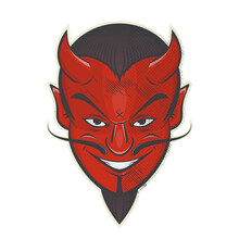 Vintage Cartoon Satan Or Devil Retro Logo
