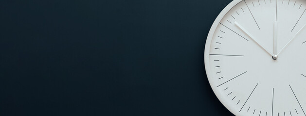 clock, time management concept, time planning. web banner, free space.