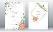 © Eaks1979 - Elegant wedding invitation card template. Beautiful background with watercolor floral and green leaves
