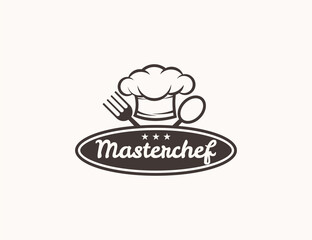 Wall Mural - Restaurant or cafe logo with chef hat illustration