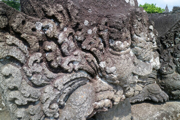 Yogyakarta Indonesia May 5, 2021 Antique and classic reliefs at Prambanan Temple, this area is now become a historical tourist spot for tourists