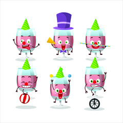 Poster - Cartoon character of rose wine with various circus shows. Vector illustration