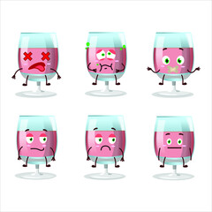 Sticker - Rose wine cartoon character with nope expression. Vector illustration