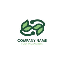 2 Flowers Tied Together Logo, Green Flower Nature Logo For Beauty Brands And Companies