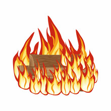 Wood-burning Bonfire, Color Isolated Vector Illustration On A White Background