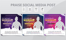 Best Praise Worship Revival Anniversary Conference Social Media Post And Event Online Flyer Layouts Template Design Pack.
