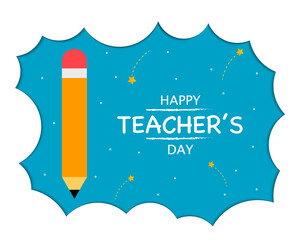 Wall Mural - Happy Teacher's Day Pencil Cloud Vector