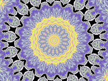Kaleidoscope Background Pattern In Purple, Blue, And Yellow