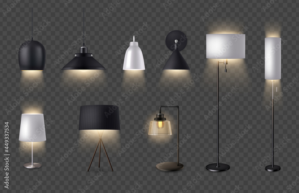 Lamps Transparent Set - obrazy, fototapety, plakaty 