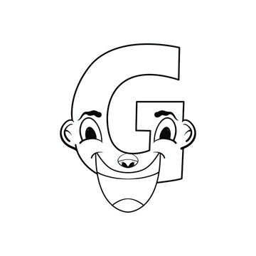 Outline sketch alphabet character G. handraw sketch alphabet.