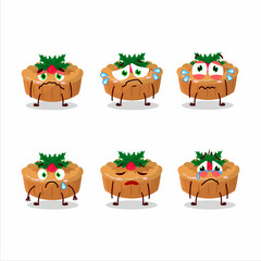 Sticker - Pie christmas cartoon character with sad expression