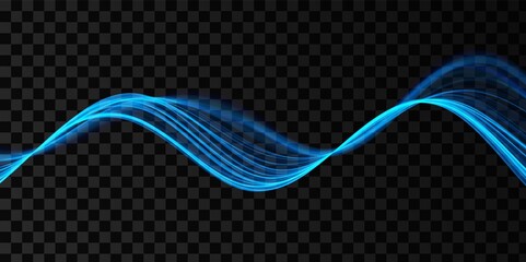 Wall Mural - Blue abstract wave. Magic line design. Flow curve motion element. Neon gradient wavy illiustration.