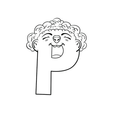 Outline sketch alphabet character P. handraw sketch alphabet.