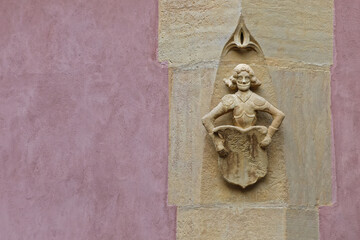 Wall Mural - COLMAR, FRANCE, June 27, 2021 : Old architectural detail. City has a rich architectural heritage, including collegiate church, several convents, canals and houses from the Middle Ages.