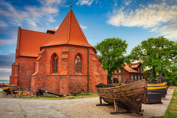 Beautiful architecture of Hel town at summer, Poland.