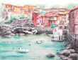 Italian fishing village watercolor