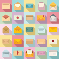 Poster - Envelope icons set flat vector. Blank mail